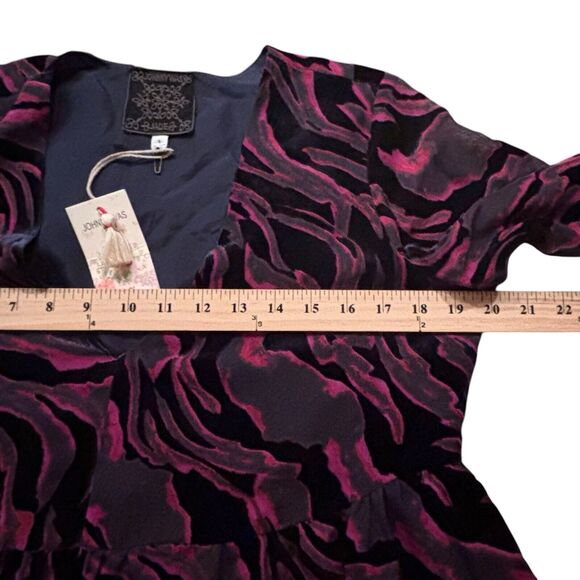 Johnny Was Selene Tiered Top Blouse Small Burnout Velvet V Neck $350 NWT - Picture 7 of 11
